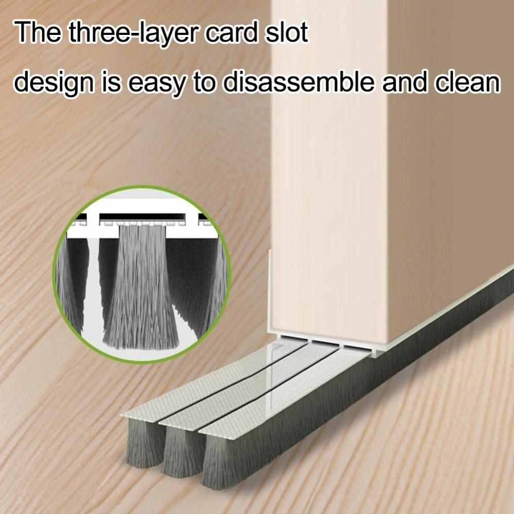 Breeze Blocker 3-Layer Design Door Draft Stopper Insect Proof Dust Proof Door Bottom Seal Brush Seal Door Sweeps Door Bottom