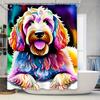 Vibrant Dog Shower Curtain Bathroom Decor with Eye-Catching Watercolor Artwork for Home Decoration