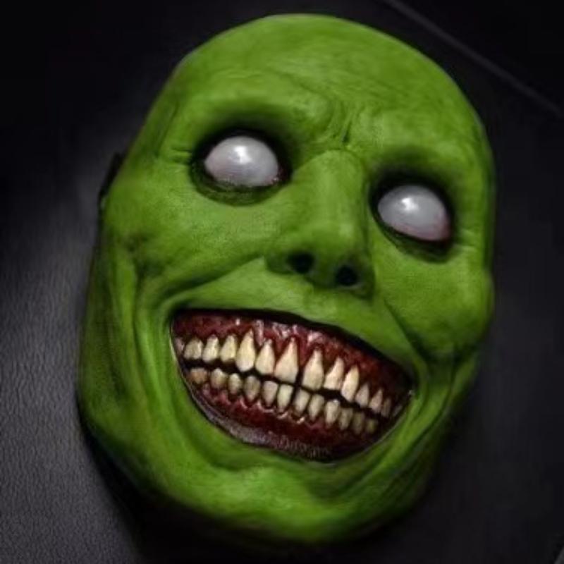 Maschera di Demone Spaventoso per Halloween Copri Viso Bianco Inquietante Oggetto di Scena Cosplay per Casa Infestata Festa Horror Costumi Travestimento