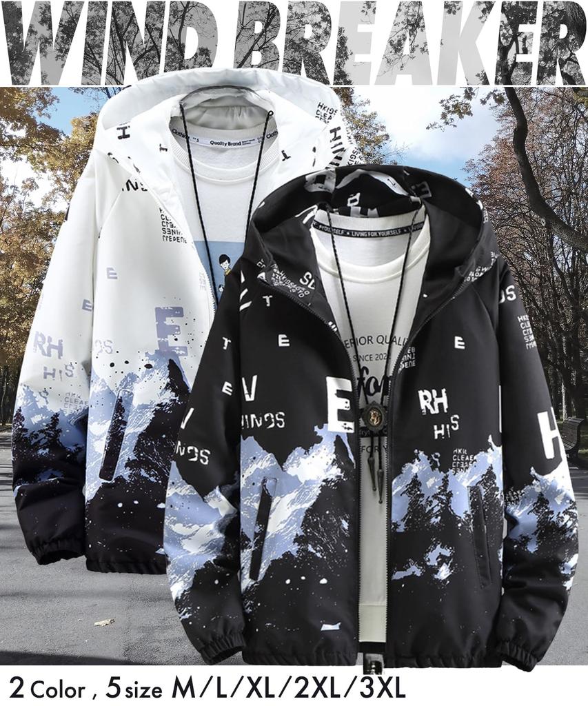 Windbreaker Outdoor Zip Up Casual Hooded Parka Autumn Winter Korean Style Harajuku Style Street Sports Training Stretching Fishing Climbing Camping