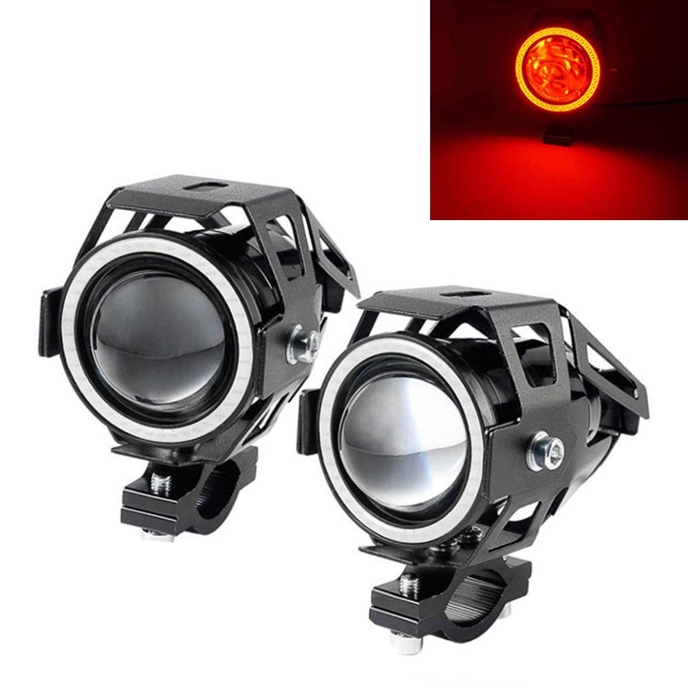 LED Motorcycle Angel Eyes Motorbike LED Auxiliary Lamp U7 Headlamp Spotlights Motorcycle Headlights Super Bright 125W 2Pcs/set
