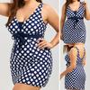 Plus Size Vrouwen Zwemjurk Badpak Zomer Strand Push Up Gewatteerde Polka Dot Badmode