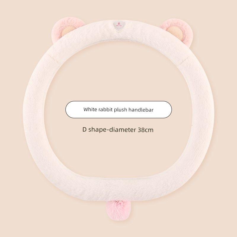 

2024 New Car Steering Wheel Cover Winter Short Plush Goddess Style for Women Non-Slip Cute Cartoon Car Handle Cover Hyy-278 [D Shape. White Rabbit]