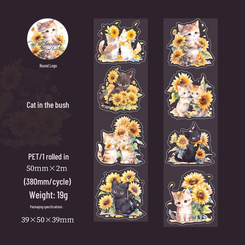 Blooming Sunflowers: Beautiful Day Garden Tape - Decorative Die-cut Series with 6 Floral Designs
