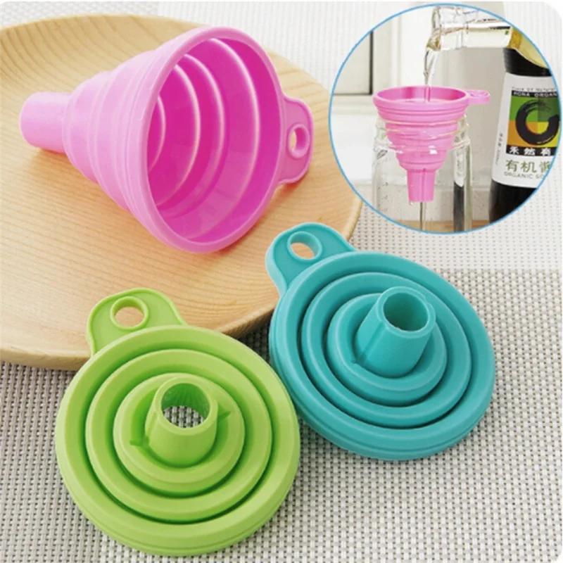 Portable Funnel Foldable Funnel Mini Silicone Collapsible Funnel Folding Oil Pot Funnel Household Kitchen Tool Liquid Dispensing