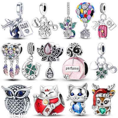Anhänger-Charm-Perlen in Tierform Passend für 3mm Armbänder Armreif Halskette für Frauen Kupfer Luxusschmuck DIY Party Festival Geschenke
