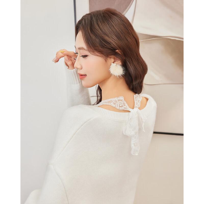 IEF Women's French Lace Trim Knitted Top