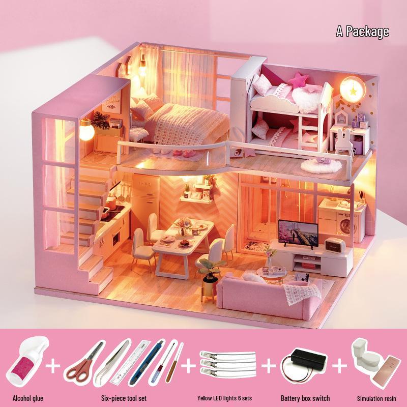 Zhi Qu Wu DIY Holzpuppenhausmodell – Kreatives handmontiertes Villenspielzeug, Perfektes Geburtstagsgeschenk für Freundin