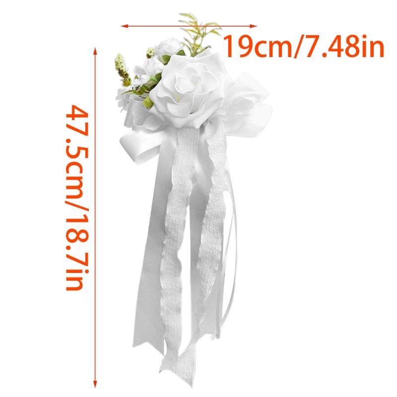 Set of 4 Luxurious Wedding Vehicle Embellishment Silk Flower Bouquets for Wedding Car Glasses and Handle Beautifications