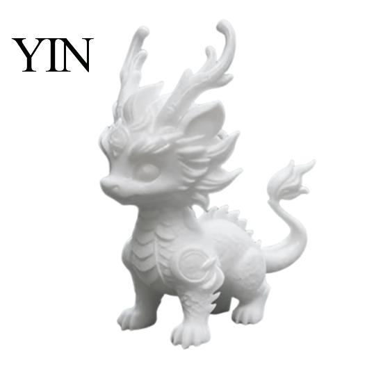 Hand Painted Blank Ornament 3D Printed Qilin Statue, Traditional Chinese Mythical Beast Figurine, Auspicious High Precision Dragon Scale Carving