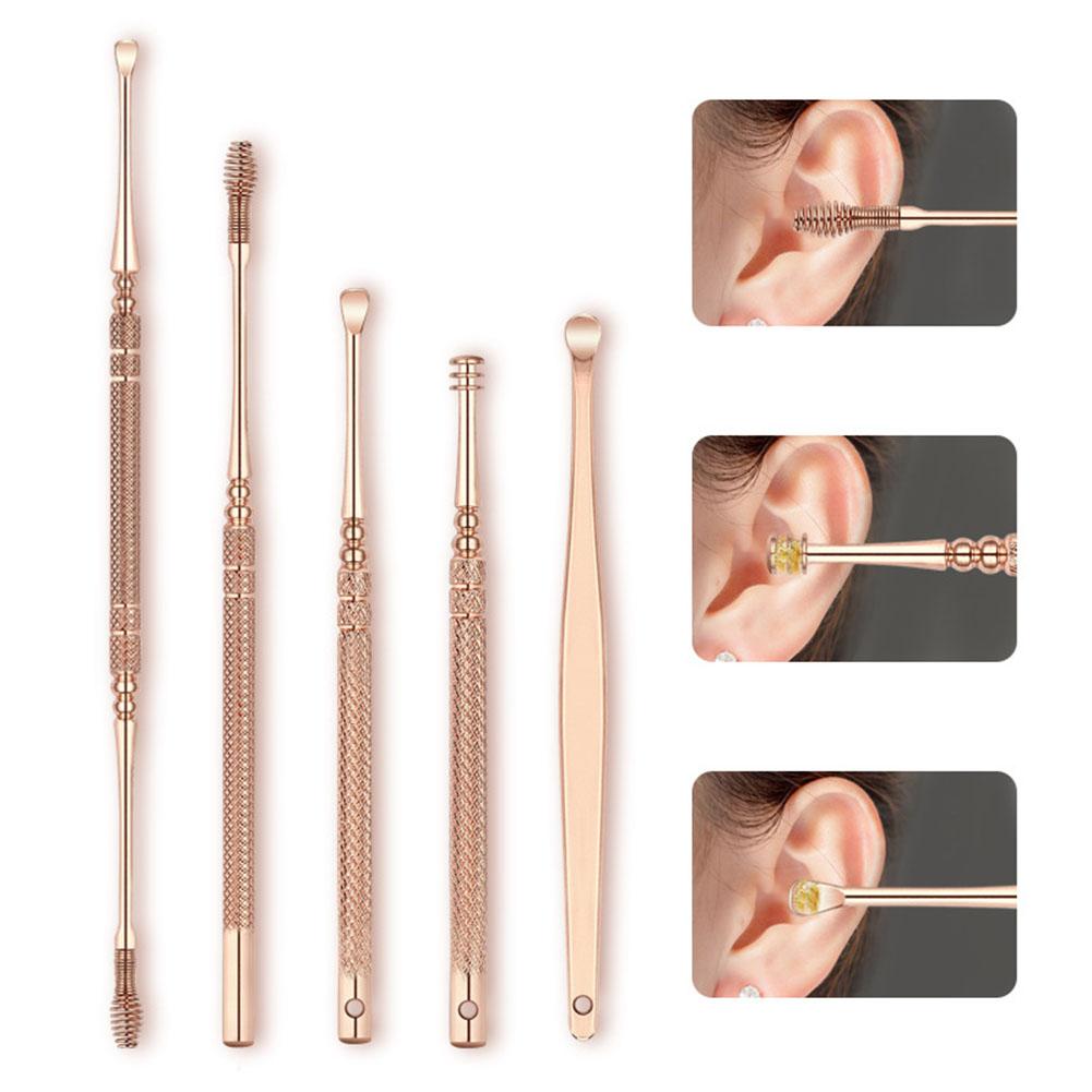 7 Pcs/Set Stainless Steel Earpick Ear Wax Removal Tool Set Glowing Ear Spoon Adult Children Safe Ear Wax Cleaning Tools