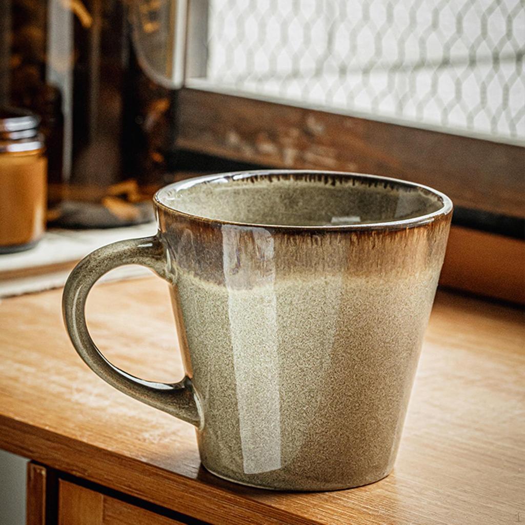 Keramisk Kaffekopp Drikkeglass med Håndtak Mikrobølgeovn Bred Frukt Iskremkopp Frokostblanding for