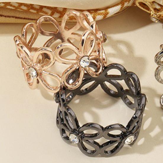 Hollow Flower Scarf Ring Stylish Rhinestone Scarf Slide Ring Elegant Silk Scarf Ring for Women Shirts Shawls Neckerchiefs