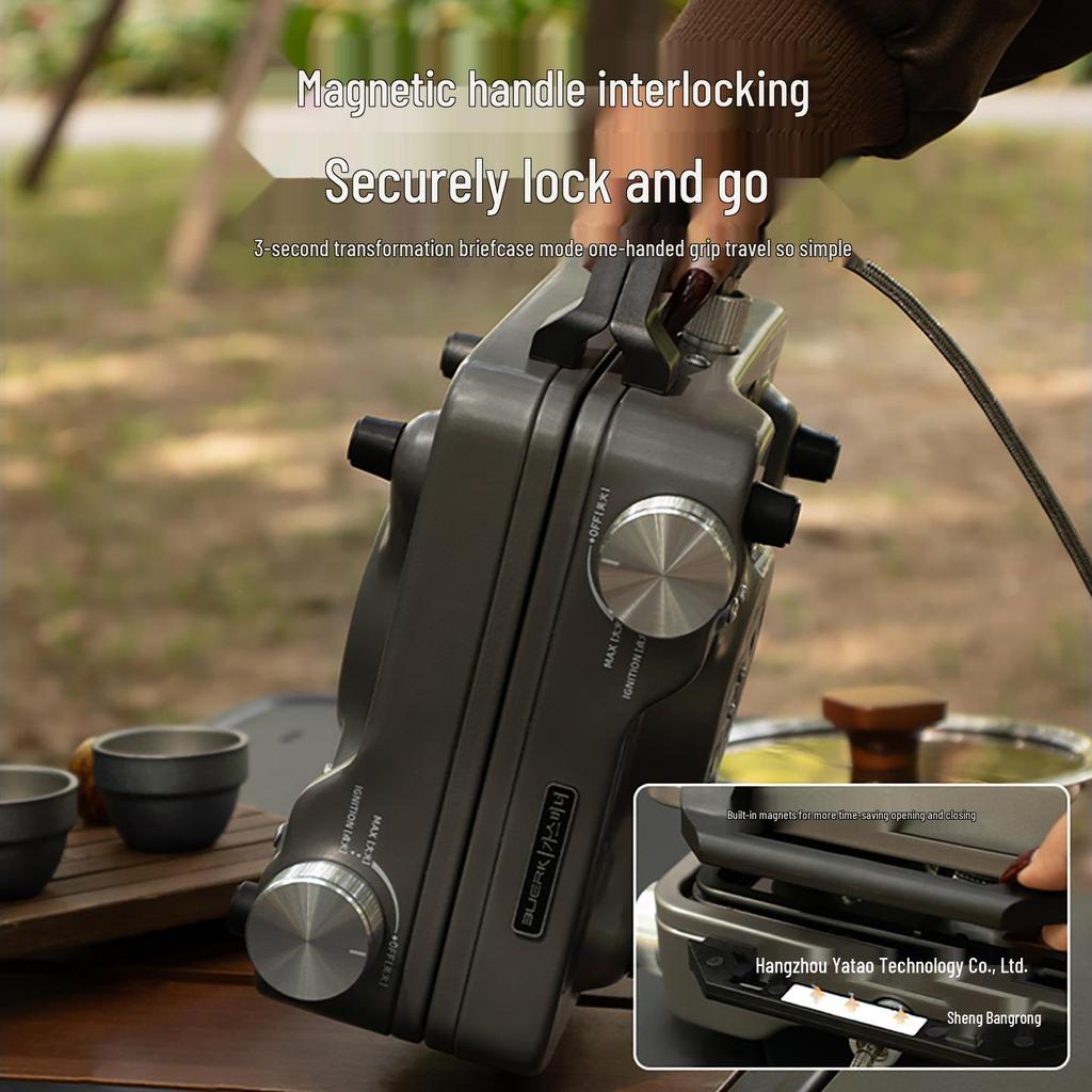 New Outdoor Double-Head Stove: Titanium Purple, Stable Pressure Design for Camping and Picnics