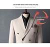 Korean-Style Apricot Double-Breasted Men's Suit, 2024 Autumn Wedding & Best Man Attire