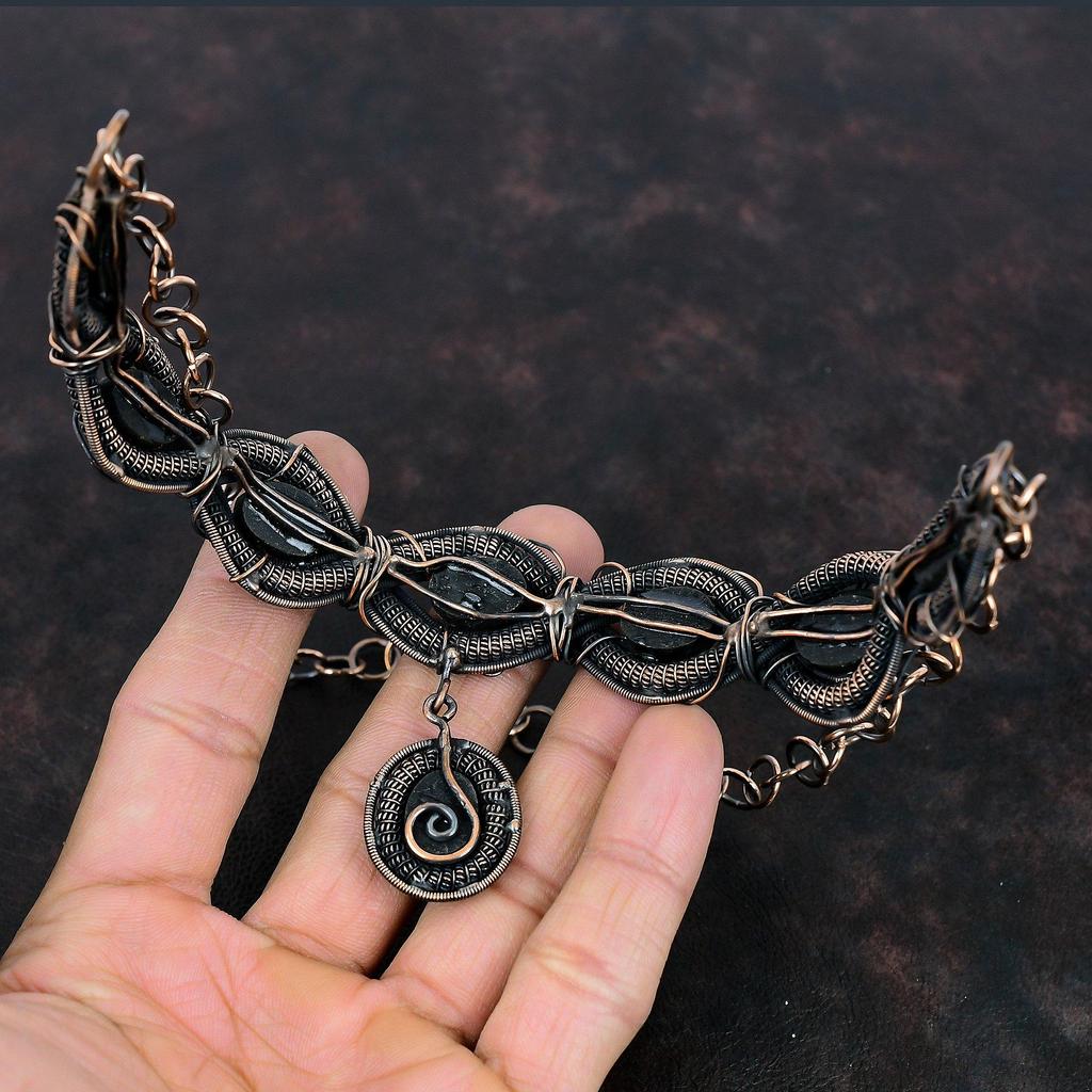 Abalone Shell Necklace Copper Wire Wrapped Jewelry Handmade Adjustable Chain Necklace Copper Wire Wrap Necklace Gemstone Jewelry For Gifts