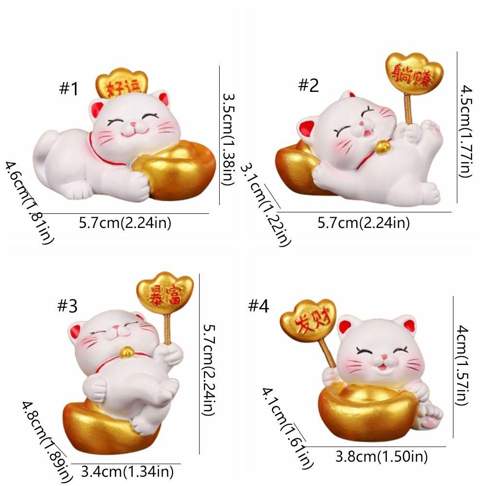 Cute Fortune Kitten Figurine Chinese Style Mini Cat Figurine Car Accessories