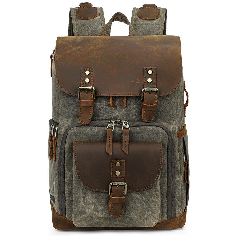 

Double shoulder photo bag Waterproof canvas DSLR digital bag Contrast color camera Backpack Shockproof camera Portable large capacity армія зелений колір