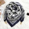 Magnetic buckle cotton and linen small square scarf silk scarf women's spring and autumn versatile neck protection scarf triangular scarf new warm sca
