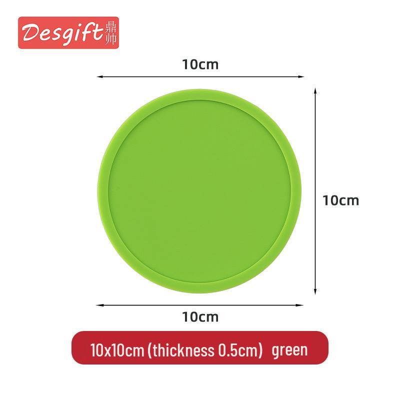 Round Non-slip Silicone Coaster - 10cm Heat-resistant, Drip-proof, Customizable Logo for Water and Coffee Cups.