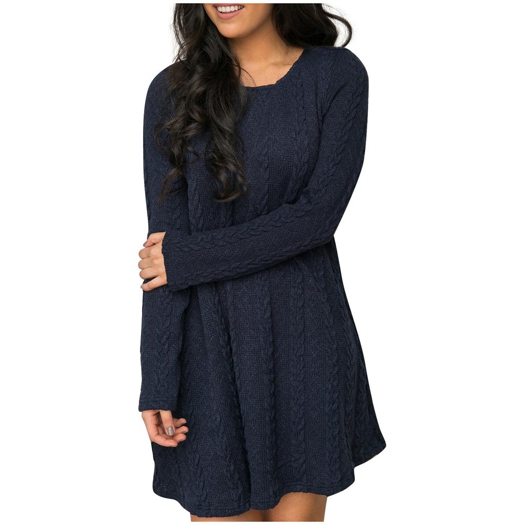 Módní dámské přiléhavé šaty s dlouhým rukávem, jednobarevné sexy svetr