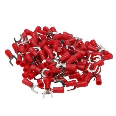 100Pcs Insulated Fork Terminals Copper PVC U Type Wire Connector Electrical Crimp Terminal 16‑14AWG