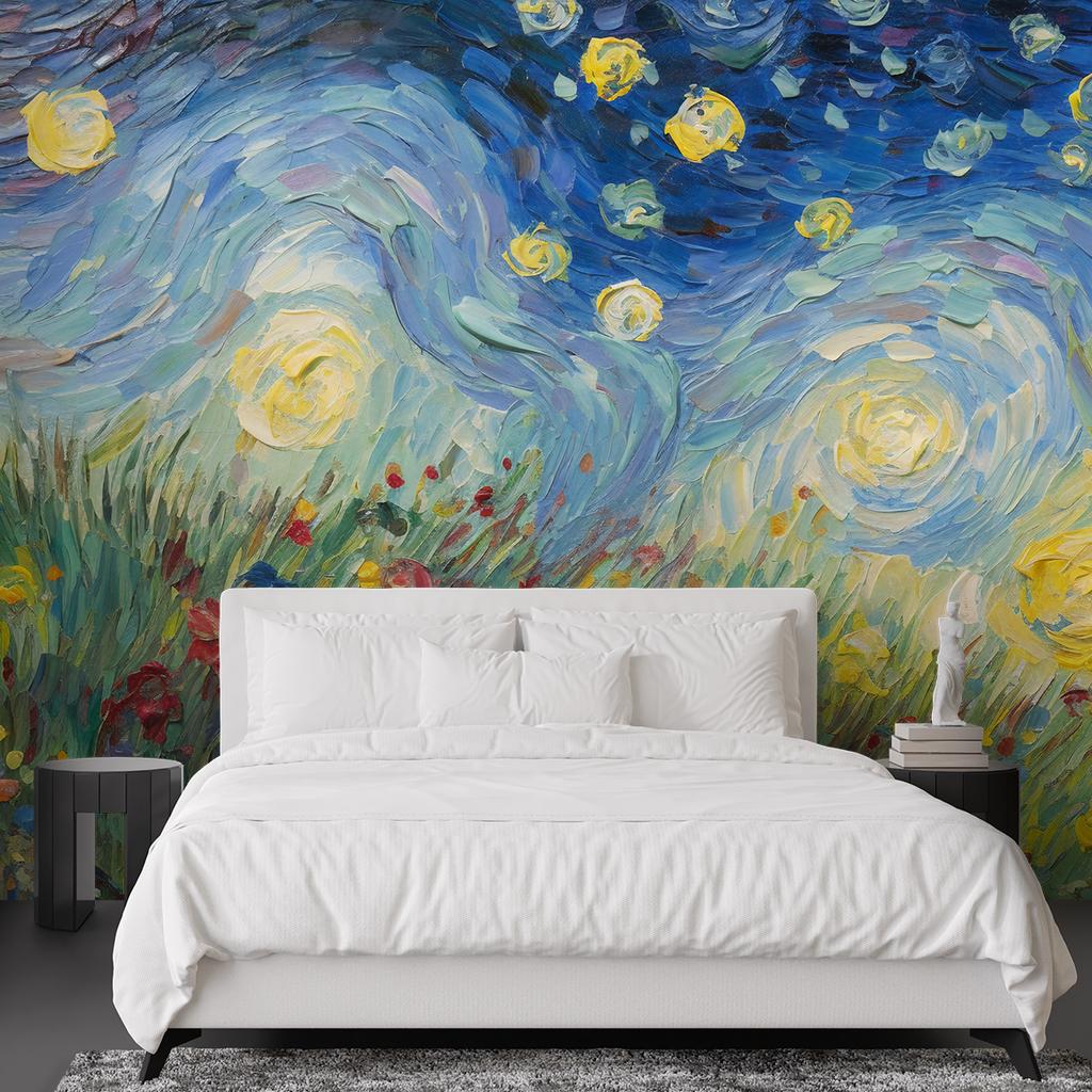 Wallpaper Starry Night On a Meadow - V. Van Gogh