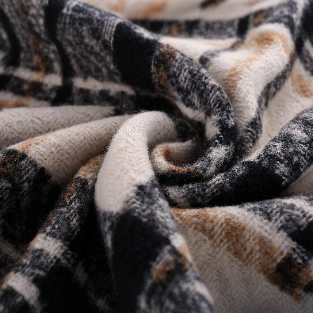 Maillard autumn and winter scarf high-end imitation cashmere scarf Korean version warm and cold-proof retro plaid thickened scarf women