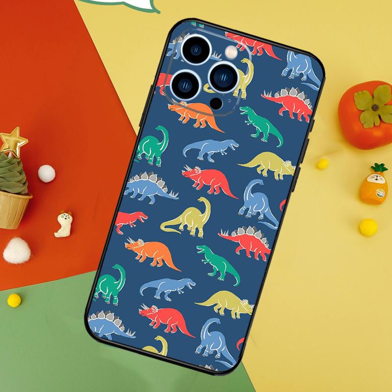 

Dinosaur Collage Phone Case For iPhone 17 Pro Max16 15 14 13 11 12 Pro Max Plus 12 13 Mini 16e 17 Air Cover iPhone 17Pro MAX
