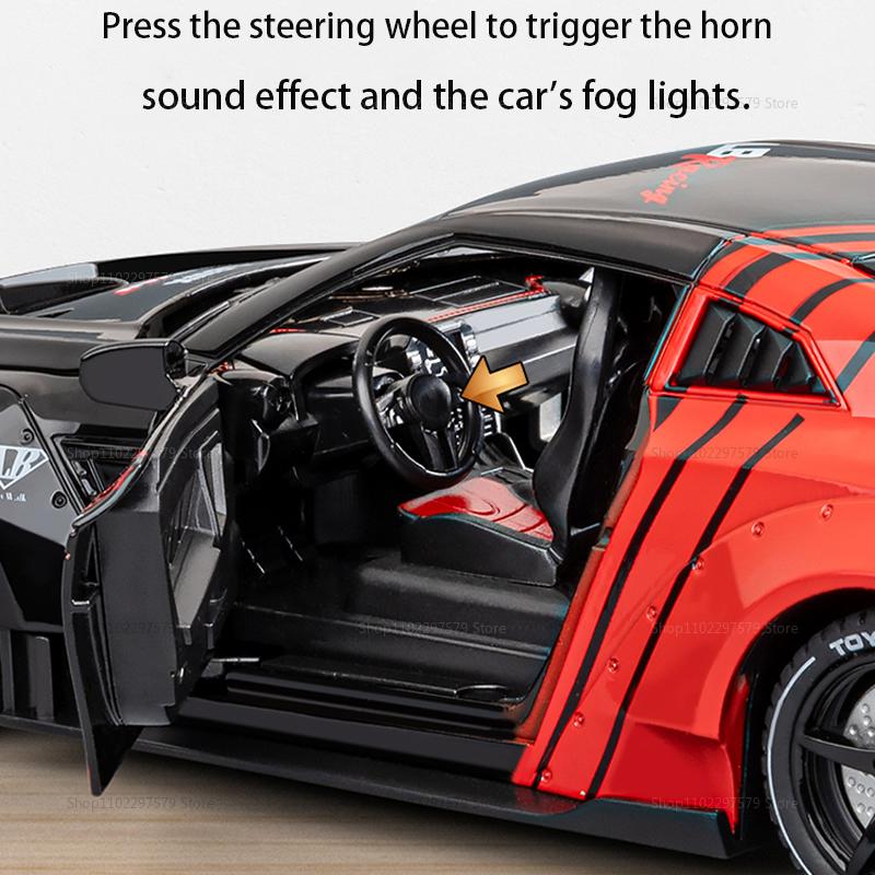 2025 New1:24 Skyline Ares Sports Car Spray Alloy Diecast Model Car Sound Light Classic Collectibles Birthday Gifts The Kids Toys