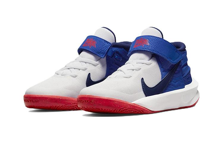 Nike Team Hustle D 10 Flyease Mid top Children's Basketball Shoes Gray Blue Children Aged 3 7 Years Old DD7302-103