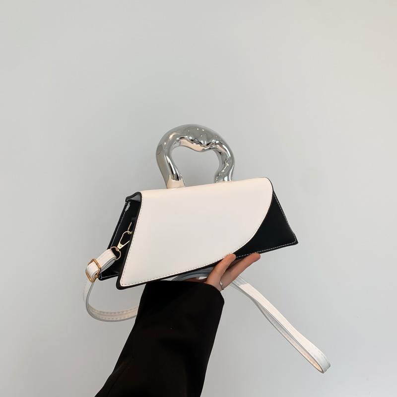 Color Matching New Fashion Texture 225 Contrasting Colors Spring Casual Simple Messenger Metal Portable Small Square Bag Woman