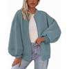 Women Loose Fit Baseball Jacket with Zipper Front Multi Color Casual Outerwear