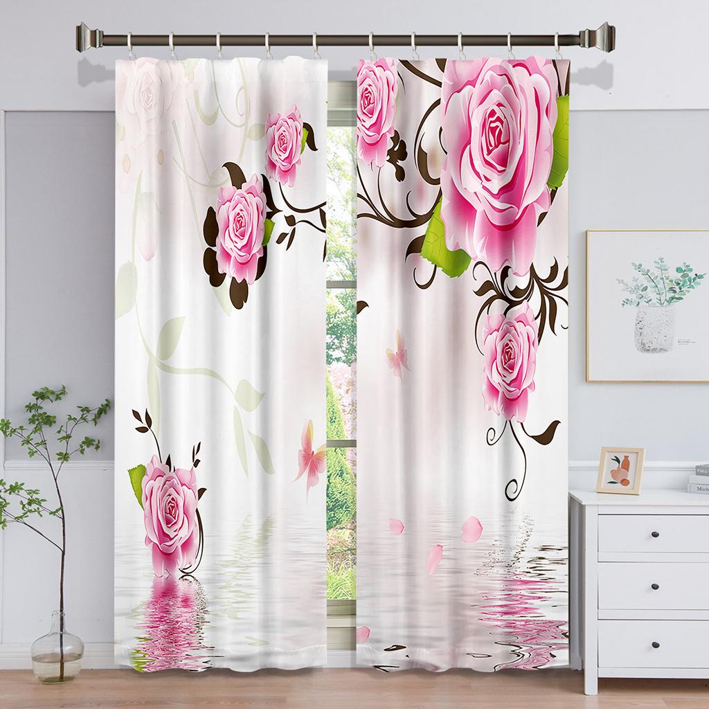 Květinové okenní závěsy Reliéfní květiny Fialové květiny Luxusní a elegantní Tenké závěsy pro dekor obývacího pokoje Dekor ložnice