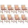 Outdoor Dining Chairs Set of 8 and Cushions Solid Acacia