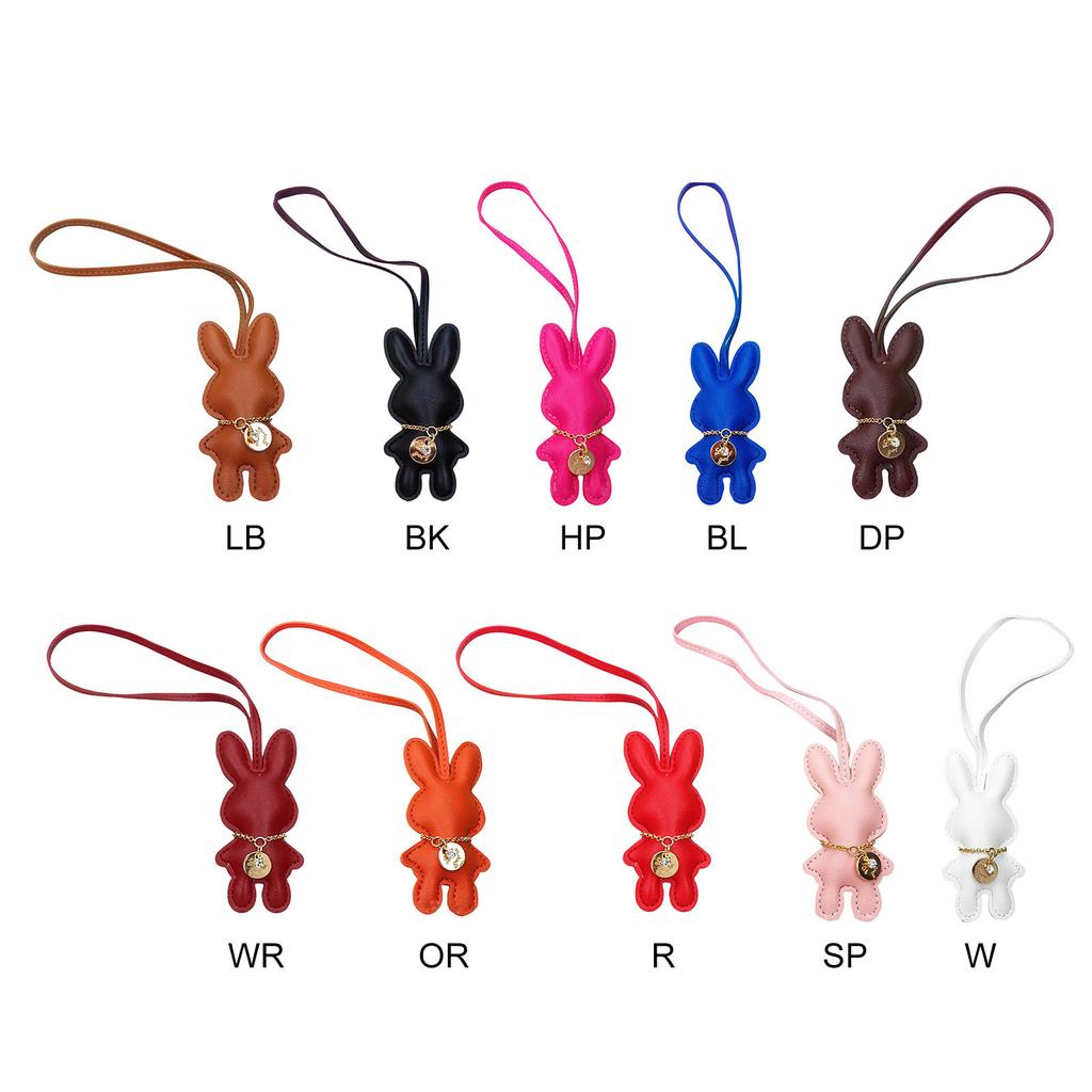 Fashionable Rabbit Shaped Keyring Artificial Leather Bunnys Bag Pendant Keychain Handbag Accessory for Animal Lovers