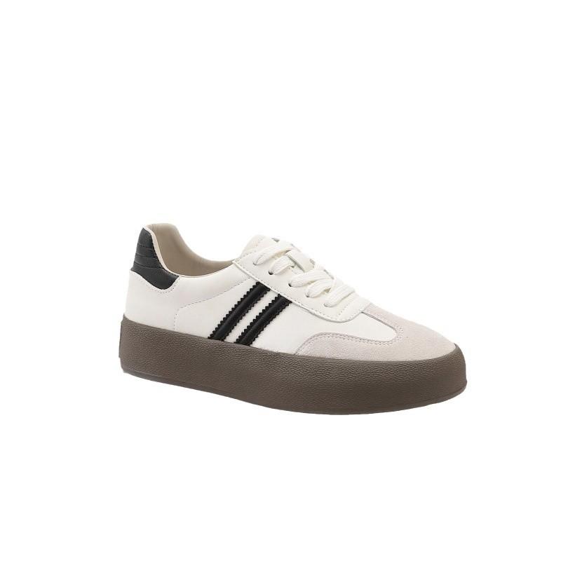 Leather Platform German Training Shoes Women's 2025 Spring New Inner Height Increase Casual Shoes Retro Sports White Shoes Board Shoes Women