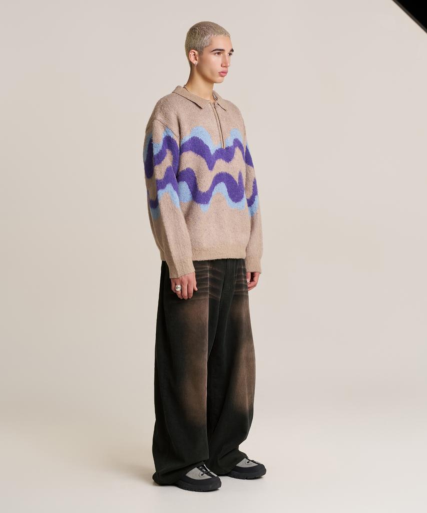SUPERSUB Corduroy Tinted Washed Wide Pants - Khaki