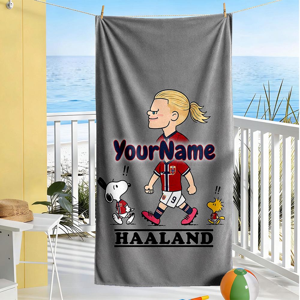 Haaland Customize Your Name Beach Towel Soft Durable Quick-Dry For Beach Bathroom Outdoor Swimming Pool Camping Picnic Yoga Diving Vacation Accessorie