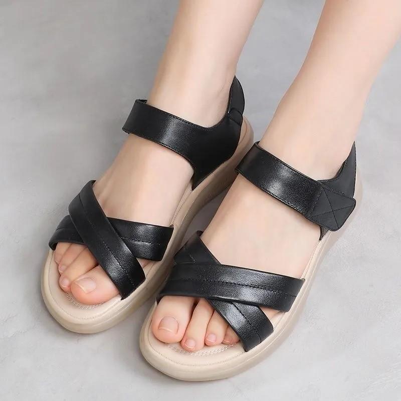 Fashion sandals new soft-soled summer women's outer wear flat-soled non-slip comfortable sandals Velcro women's shoes