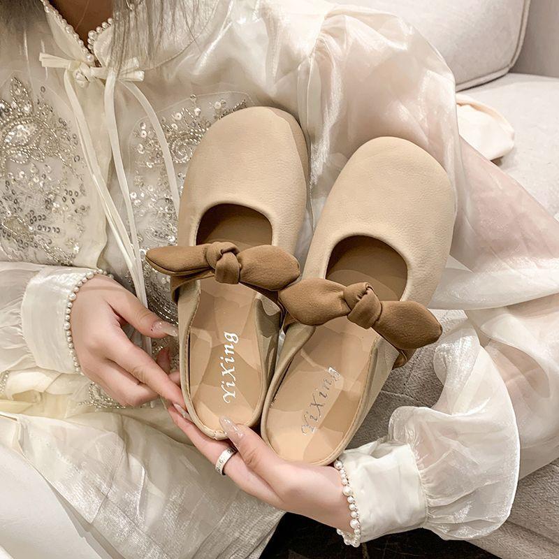 Half Slippers Women Wear 2025 New Summer Flat Bottom Bag Head Pregnant Women Non-slip Lazy Half Tray Evening Cool Slippers Women