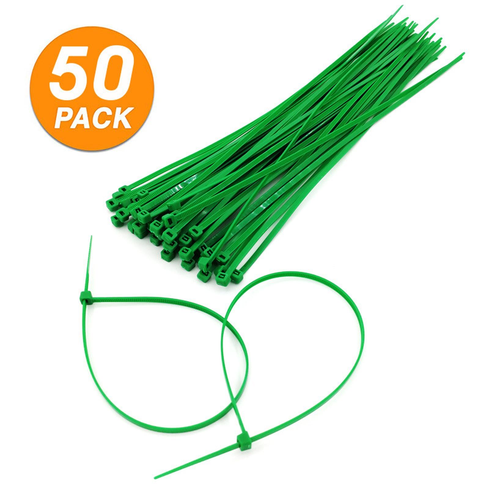 

50 Pieces Nylon Cable Ties Self Locking Plastic Zip Ties 3 0mm Width 250mm Length for Garden Plant Support and Organization one size зелений