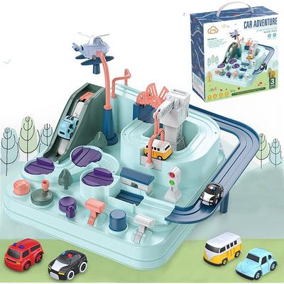 Auto-Abenteuerspielzeug, Autospielzeug, Puzzle, Auto-Rennstrecken, Parkspielsets, Rennstrecken-Spielzeug für Kinder, Vorschul-Lernspielzeug, inklusive 4 Spielzeugfahrzeugen