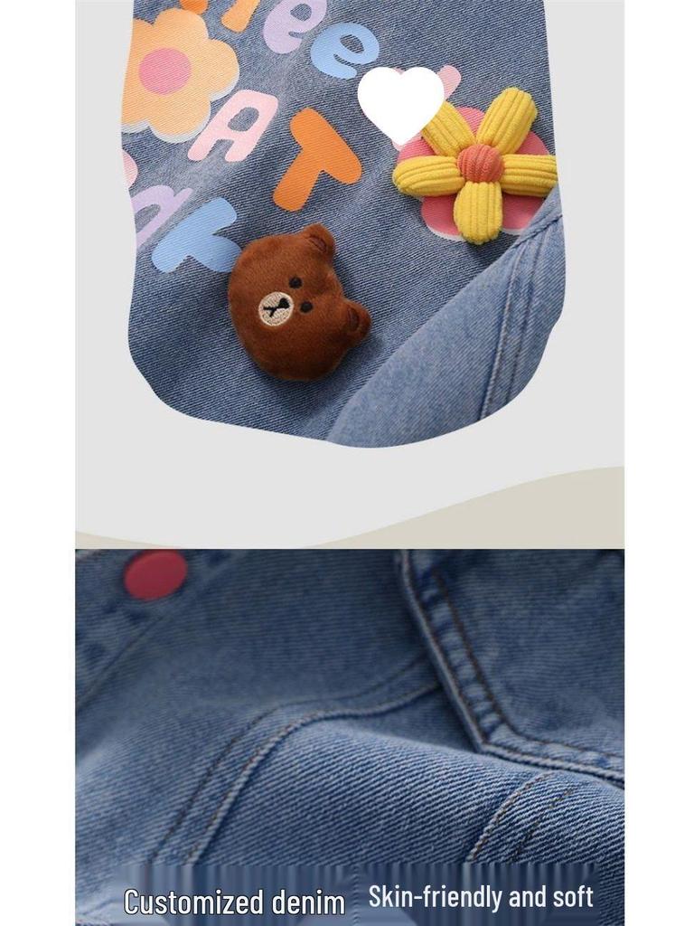 2025 Girls' Cute Moristyle Denim Jacket – Lightweight Spring & Autumn Fashion