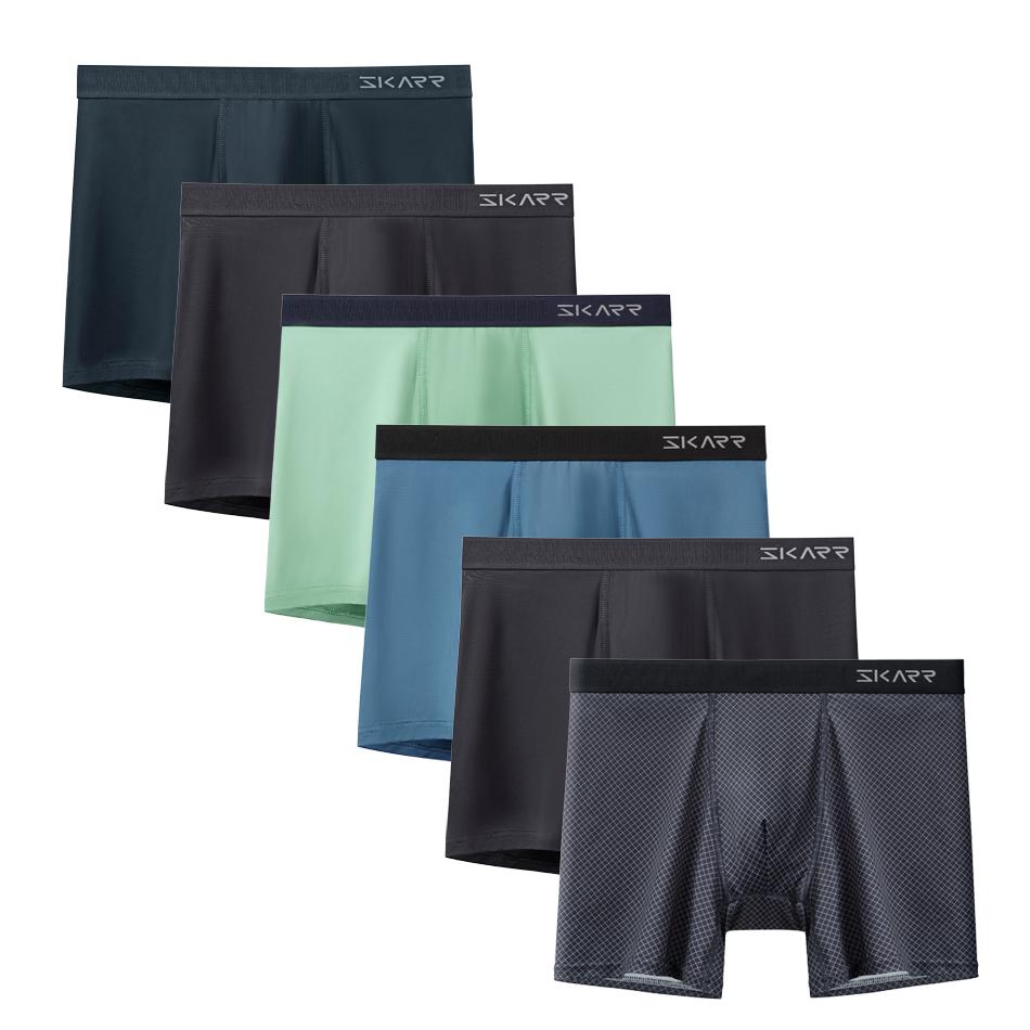 6PCs New Man Underpants Sexy Solid Color Men's Panties Set High Quality Mens Boxer Underwear Brand Brand Polar Male Trunk Shorts