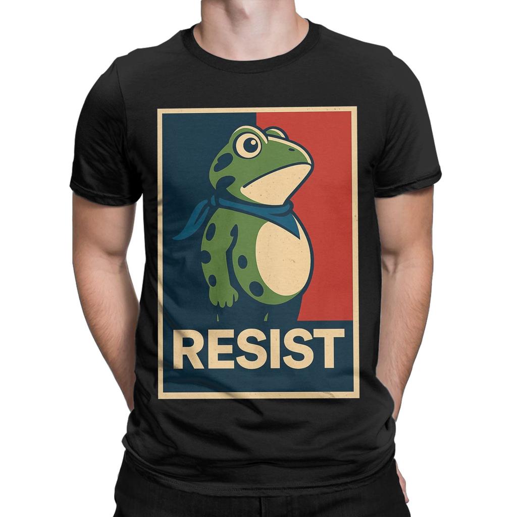 Portland Frog Protest Resist Frog T Shirts Men's Pure Cotton Vintage T-Shirt Crewneck Tees Short Sleeve Clothing 4XL 5XL 6XL
