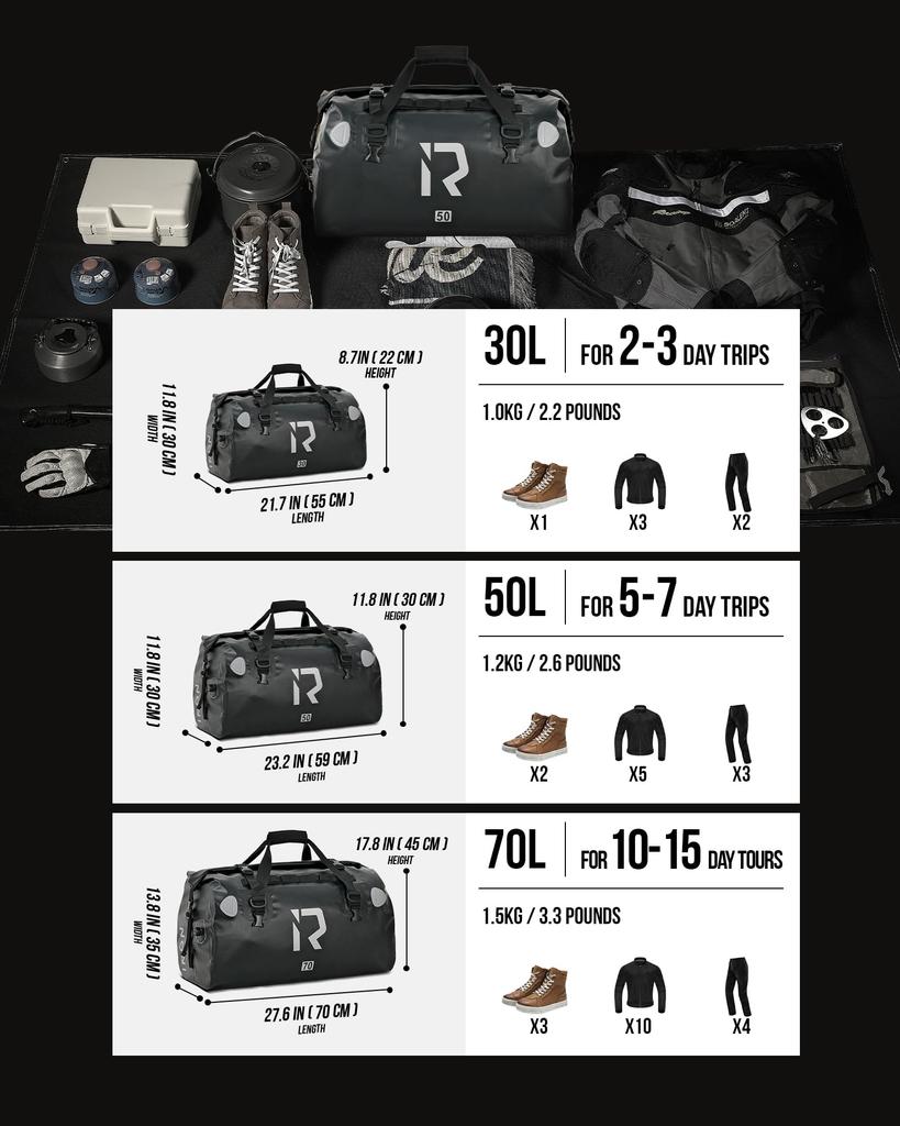 IRON Motorcycle Seat Touring Camping with Shoulder Strap and Reflective Fully Drum Touring Seat Outdoor JIA'S Bag, Bag, & Touring, Tape, One-Touch