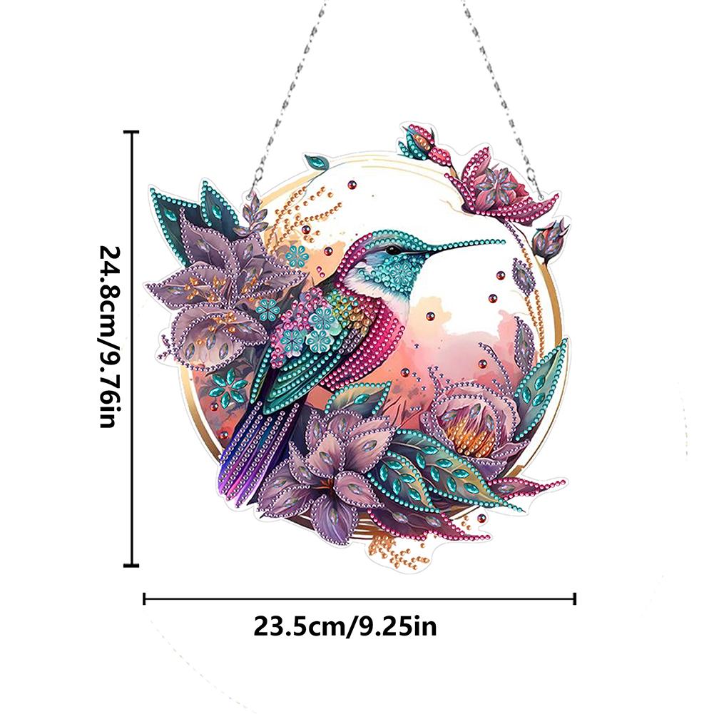 2D Flat DIY Diamond Painting Set Hanging Diamond Art Kits Rhinestone Diamond Art Window Pendants Wall Decor for Home & Windows