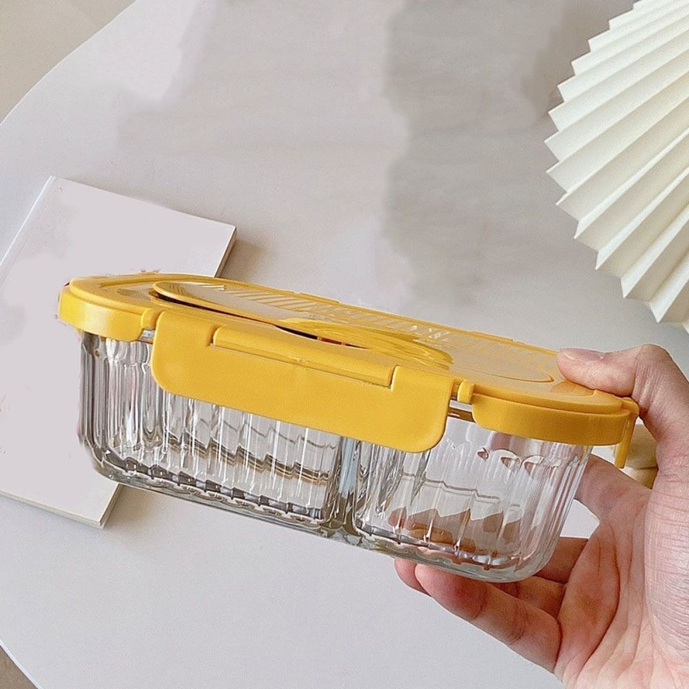 Large Capacity Glass Lunch Box Sealed Food Storage Container Vertical Stripe Lunch Box Camping
