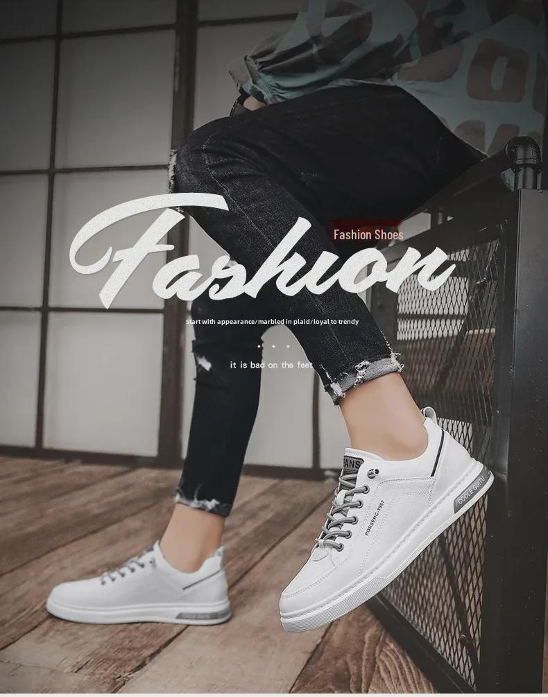 2025 Summer Men's Casual Leather Sneakers - Trendy, Non-Slip, Low-Top Sports Shoes